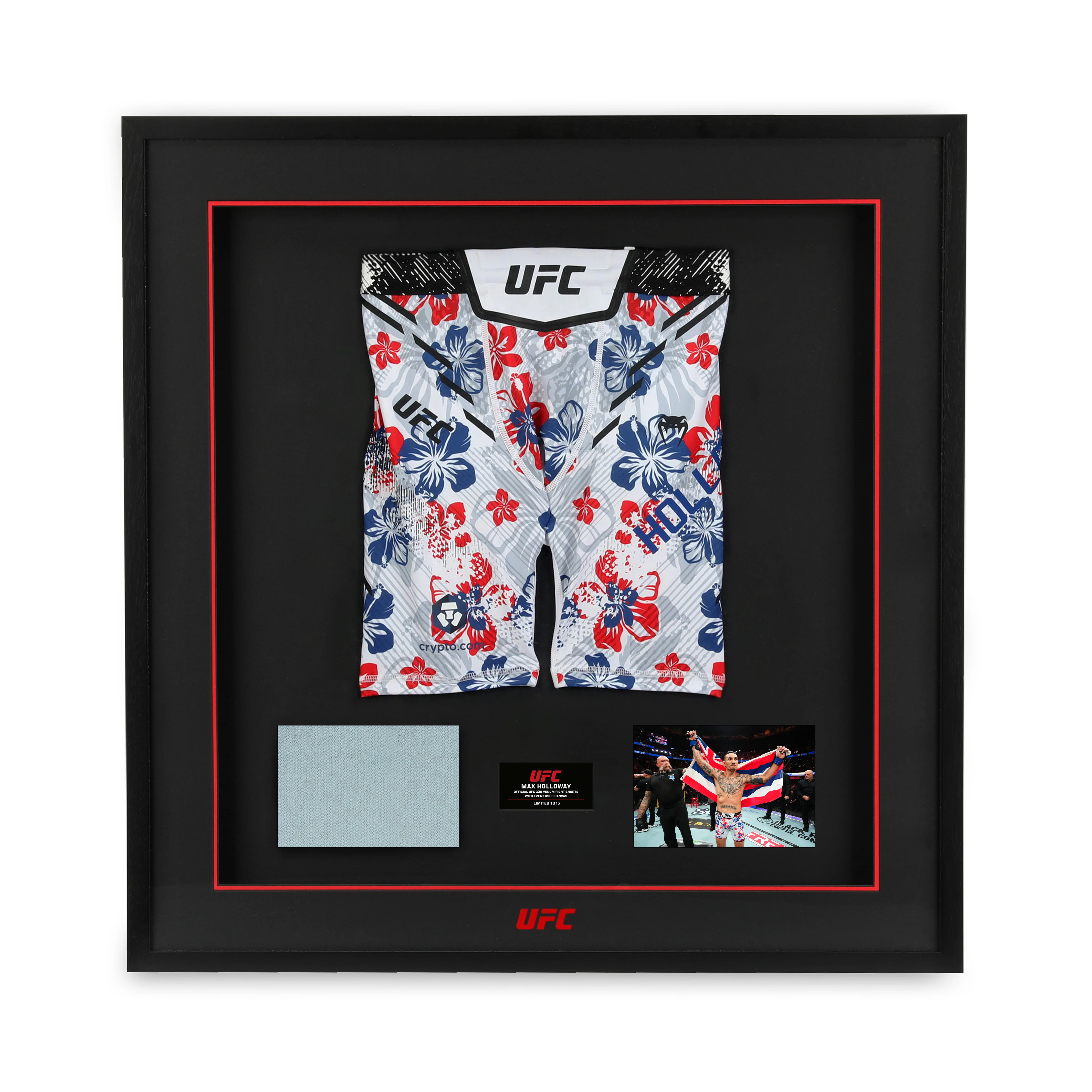 Max Holloway Limited Edition UFC 329 Venum Shorts & Canvas Display