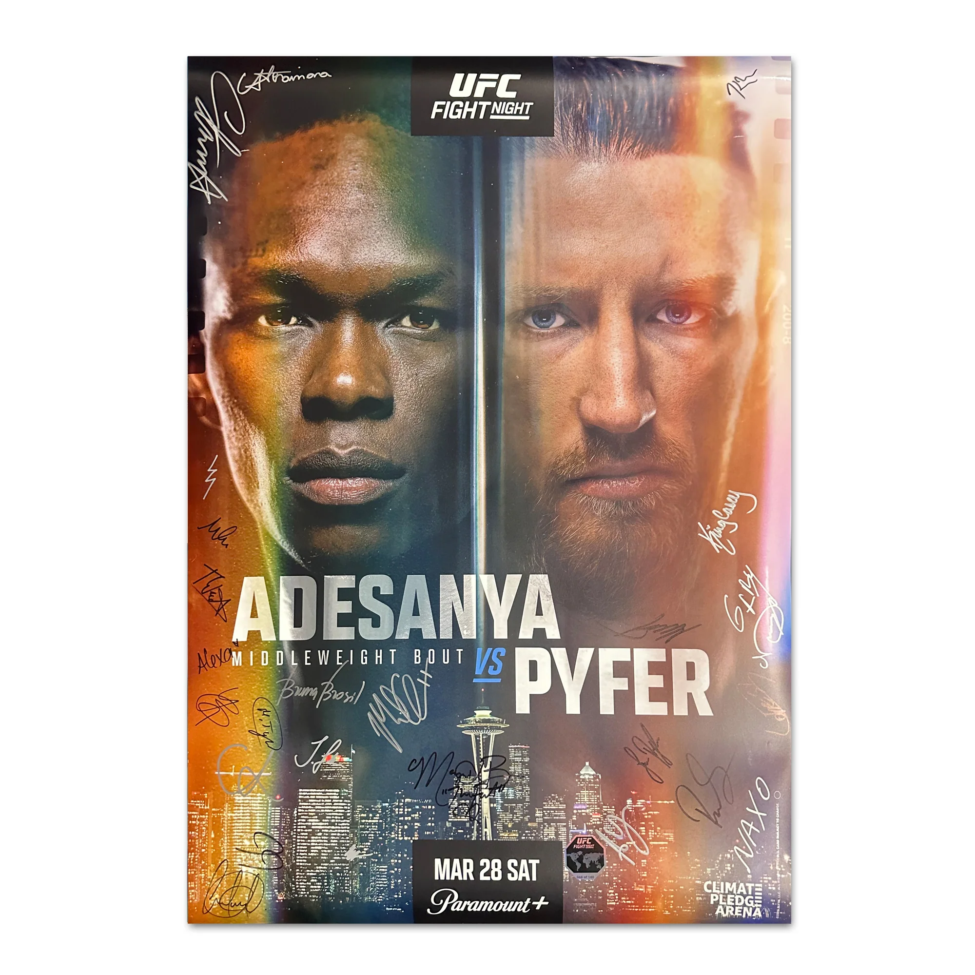 UFC Fight Night: Adesanya vs Pyfer Autographed Event Poster - Image 8