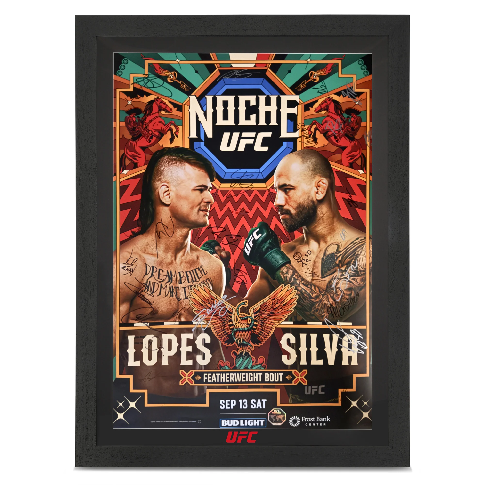 UFC Fight Night: Lopes vs Silva Autographed Event Poster