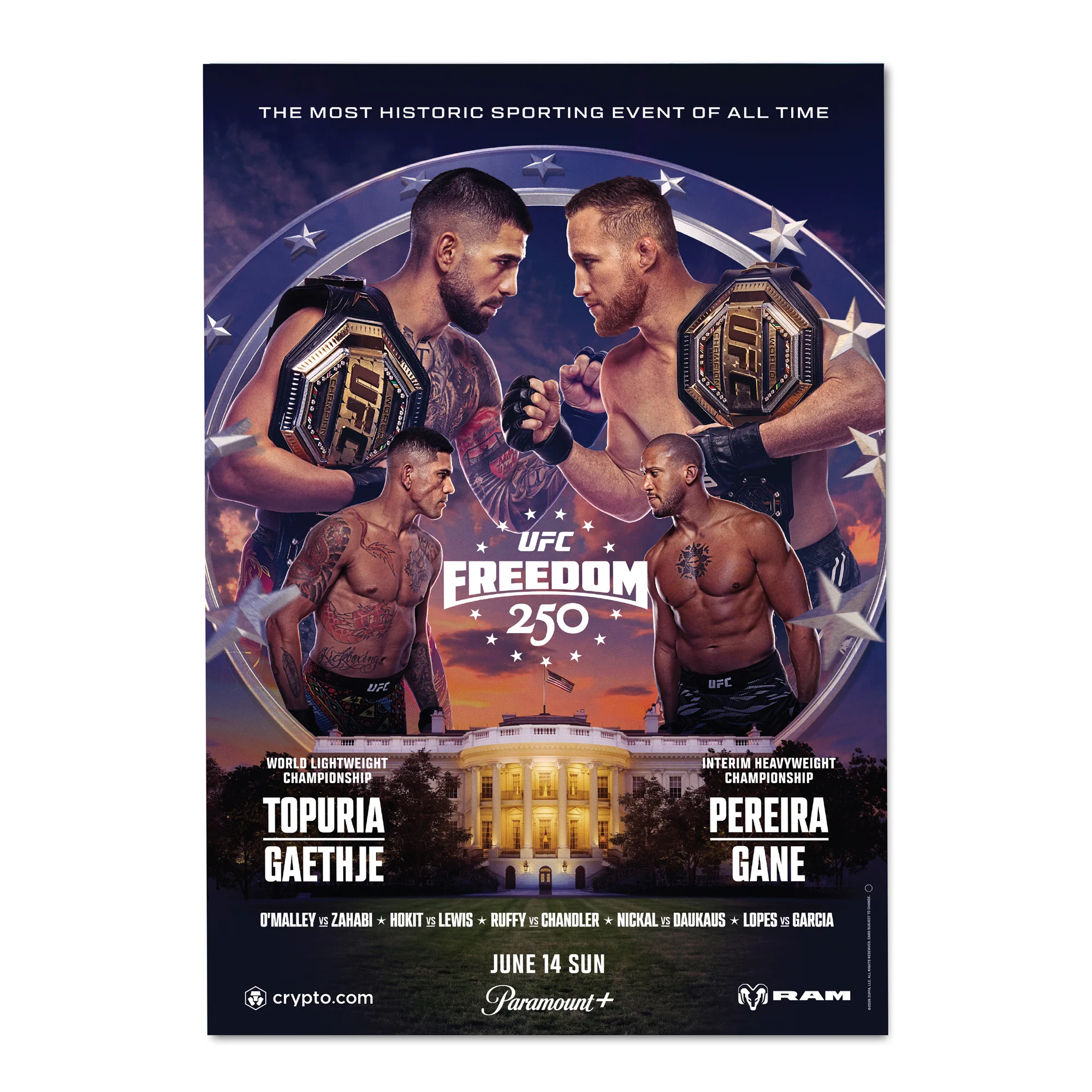 UFC Freedom 250: Topuria vs Gaethje Autographed Event Poster - Image 7