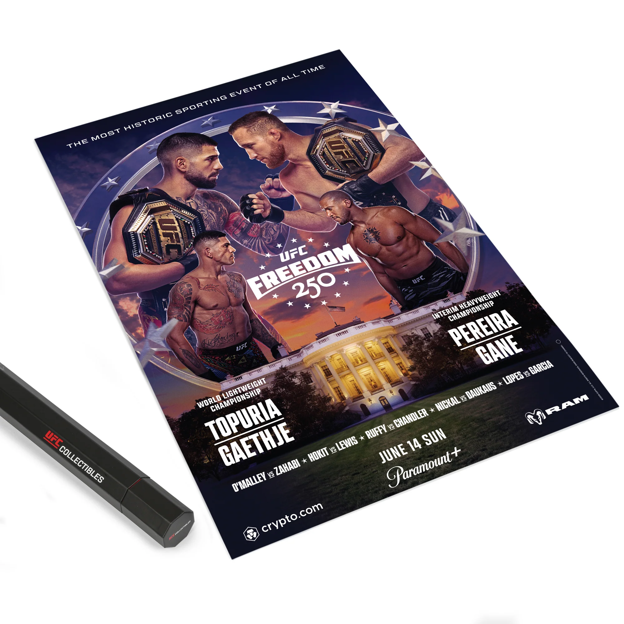 UFC Freedom 250: Topuria vs Gaethje Autographed Event Poster - Image 8